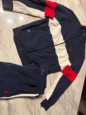 Polo by Ralph Lauren Navy, White & Red Colorblock Track Jacket